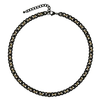 Nour Mixed Metal Gunmetal & 18K Gold Hypoallergenic Steel Curb Chain Necklace