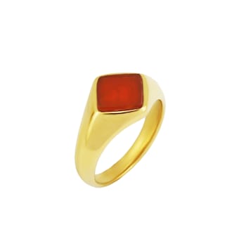 REBL Ryder Red Agate 18K Yellow Gold Over Hypoallergenic Steel Inlay Ring