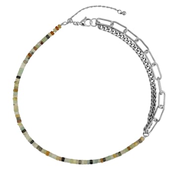 REBL Taylor Amazonite Hypoallergenic Steel Half Chain Half Beaded Necklace