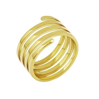 REBL Blur 18K Yellow Gold Over Hypoallergenic Steel Coil Ring