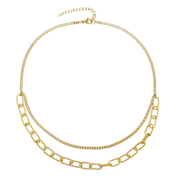 REBL Roxy 18K Yellow Gold Over Hypoallergenic Steel Double Chain Necklace