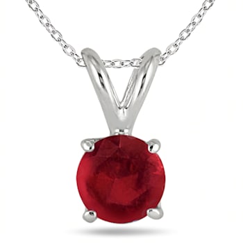 5MM All Natural Round Ruby Stud Pendant in .925 Sterling Silver