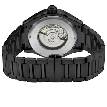 Gevril Men's Ascari Automatic Watch SS Case, Black Forged Carbon Top
Ring, SS/IPBK Bracelet
