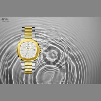 GV2 by Gevril Mens 18105 Potente Swiss Automatic Yellow Gold IP Bracelet Watch