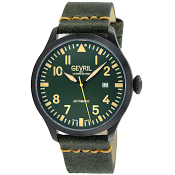 Gevril Men's Vaughn 43506 Swiss Automatic SW200 Sellita Movement Leather Watch