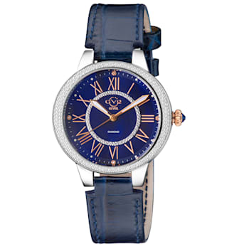 GV2 by Gevril Women's Astor II 9149-L5 Blue MOP Dial Diamond Leather
Swiss Watch