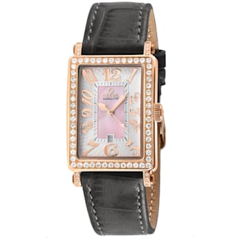 Gevril Ave of Americas Mini Women’s Rose Stainless Steel DIamond
Case,Pink MOP Dial Watch