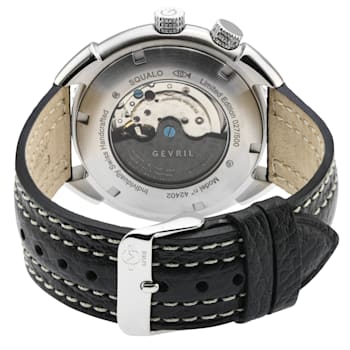 GV2 Squalo Men's Swiss Automatic Black Dial, Genuine Italian Leather Strap