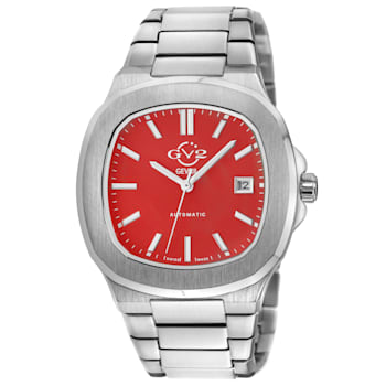 GV2 Automatic Men's Potente Red Dial 316L Stainless Steel Bracelet Watch