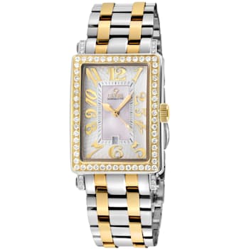 Gevril Ave of Americas Mini Women’s Two tone IPYG Stainless Steel
Diamond Case, White MOP Dial Watch