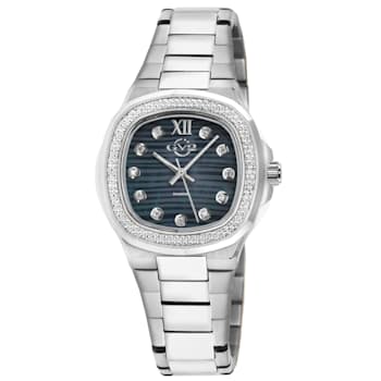 GV2 Potente Lady Black MOP dial, 316L Stainless Steel Diamond Watch
