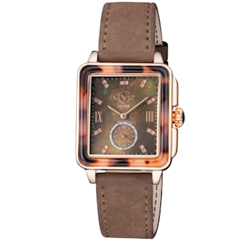 Gv2 by Gevril Women's 9249.5 Bari MOP Dial Swiss Quartz Diamond Leather Watch
