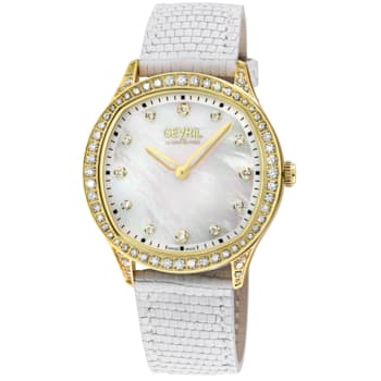 Gevril Women's Morcote Swiss Diamond Watch, Genuine Italian Leather Strap