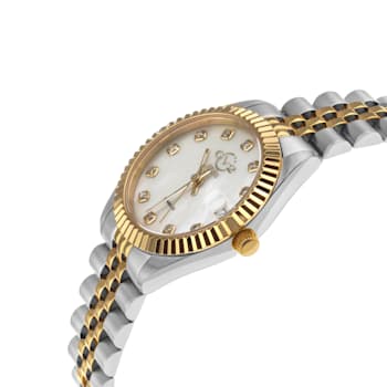 GV2 By Gevril Women's 12404 Naples Diamond White MOP Dial Two Tone Watch