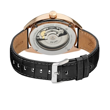 Gevril Five Points Men's Black Dial Rose Gold Genuine Black Leather
Strap Watch