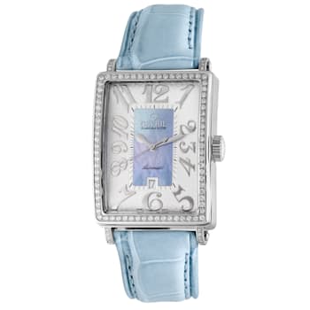 Gevril Women's 6207NL Glamour Automatic Diamond Blue MOP Dial Leather Wristwatch