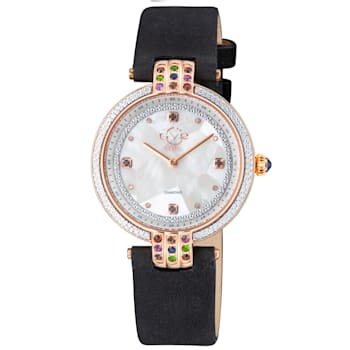 Gv2 By Gevril Women 12805 Matera Diamond MOP Dial Black Suede Swiss
Quartz Watch
