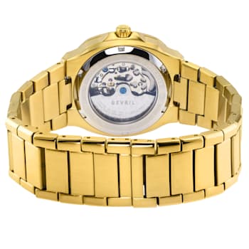 GV2 by Gevril Mens 18105 Potente Swiss Automatic Yellow Gold IP Bracelet Watch