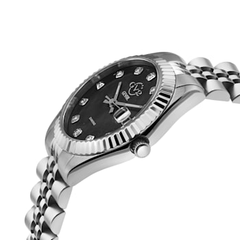 GV2 by Gevril Women's Naples 12407 Swiss Quartz Black MOP Dial Diamond Watch