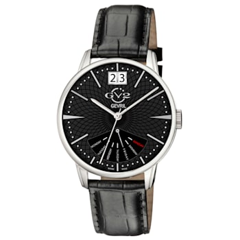 GV2 Rovescio Men's Stainless Steel Case Genuine Leather Strap Watch