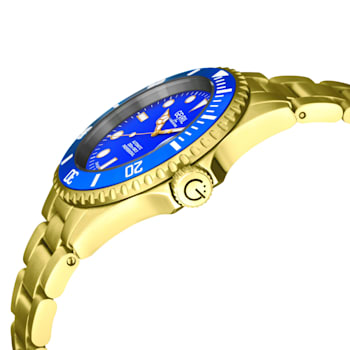 Gevril Men's Wall Street Blue Dial IP Gold Bracelet Watch