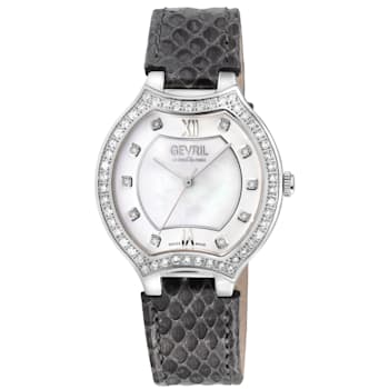 Gevril Women's Lugano Swiss Diamond Watch, Genuine Italian Handmade
Leather Strap