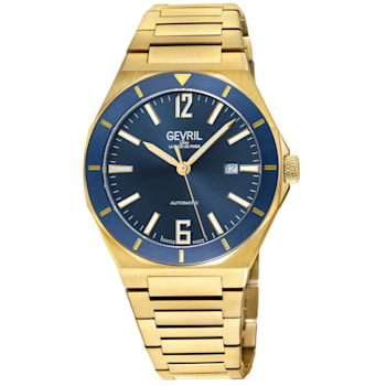 Gevril Men's High Line Automatic Watch IPYG Case, Blue Sapphire Crystal
Top Ring, SS/IPYG Bracelet