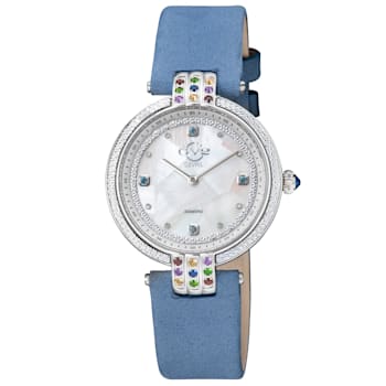 Gv2 By Gevril Women 12806 Matera Diamonds MOP Dial Light Blue Suede
Swiss Quartz Watch