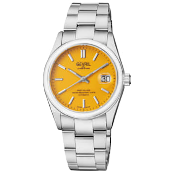 Gevril Men's Automatic West Village Yellow Dial Stainless Steel Bracelet
