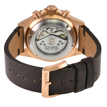 Gevril Men's Wall Street Watch, Genuine Handmade Italian Brown Leather Strap
