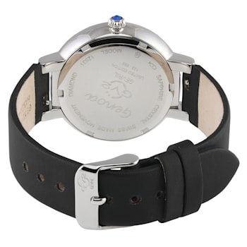 GV2 Women's Genoa Black MOP Dial, Stainless Steel Diamond Watch with
Leather Strap