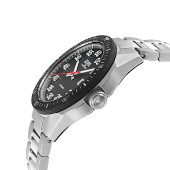 Gevril Men's Ascari Automatic Watch SS Case, Black Forged Carbon Top
Ring, Stainless Steel Bracelet