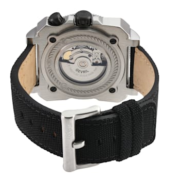 GV2 Men's XO Sub SS Case, SS/BLK Bezel, Black Dial, Genuine Black Canvas Strap