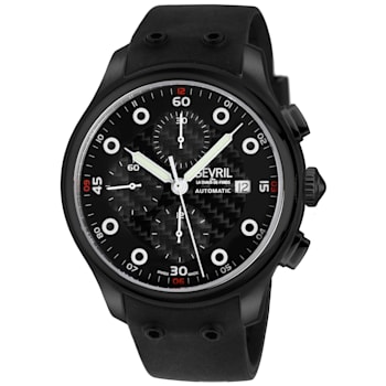 Gevril Men's 46104 Canal St. Swiss Automatic Chronograph Black Rubber
Date Watch