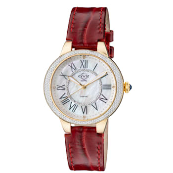 GV2 by Gevril Women's Astor II 9142-L4 MOP Dial Diamond Red Leather
Swiss Watch