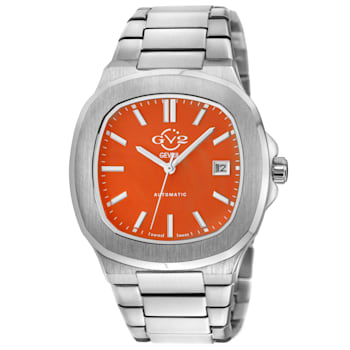 GV2 Automatic Men's Potente Orange Dial 316L Stainless Steel Bracelet Watch