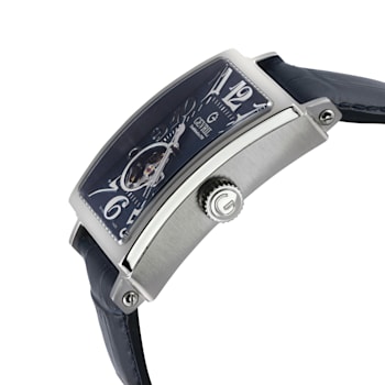 Gevril Men's  Avenue of Americas Intravedere Blue Dial Genuine Blue
Leather Strap