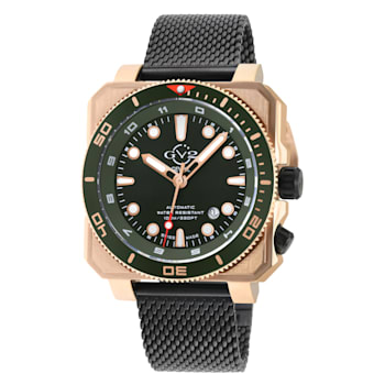 GV2 Men's XO Submarine RG Case, RG/GRN Bezel, Olive Dial, Stainless
Steel Bracelet