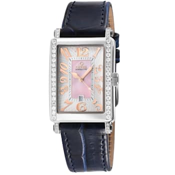 Gevril Women's Avenue of Americas Mini MOP Dial Leather Watch