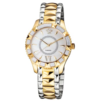 Gv2 By Gevril Women's 11714-425 Venice White MOP Dial Two-Tone IP Steel Wristwatch