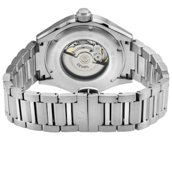 Gevril Men's Ascari Automatic Watch SS Case, Black Forged Carbon Top
Ring, Stainless Steel Bracelet