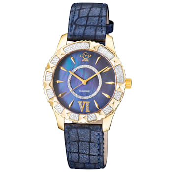 GV2 by Gevril Women's 11715-424C Venice Blue MOP Dial Diamond Swiss
Quartz Watch