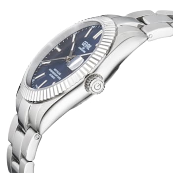 Gevril Men's 48920 West Village Swiss Automatic Sellita Blue Dial Steel Watch