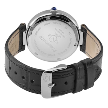 GV2 Women's Piemonte Stainless Steel Case, White dial, Diamond Watch,
Black Italian Leather Strap