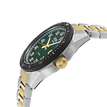 Gevril Men's Ascari Automatic Watch SS Case, Black Forged Carbon Top
Ring, SS/ IPYG Bracelet