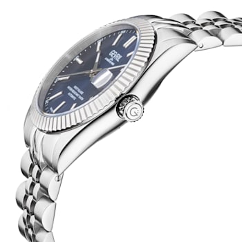 Gevril Men's Automatic West Village Blue Sunray Dial Stainless Steel Bracelet