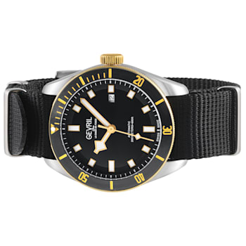 Gevril Men's Yorkville Black Dial IP Yellow Gold Watch