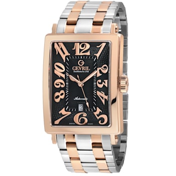 Gevril Men's Avenue of America's IPRG Black dial, Two toned IPRG
Stainlessl Steel Watch