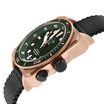 GV2 Men's XO Submarine RG Case, RG/GRN Bezel, Olive Dial, Stainless
Steel Bracelet