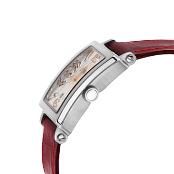 Gevril Ave of Americas Mini Women’s SS Case,White MOP Dial Watch,
Genuine Red Handmade Leather Strap